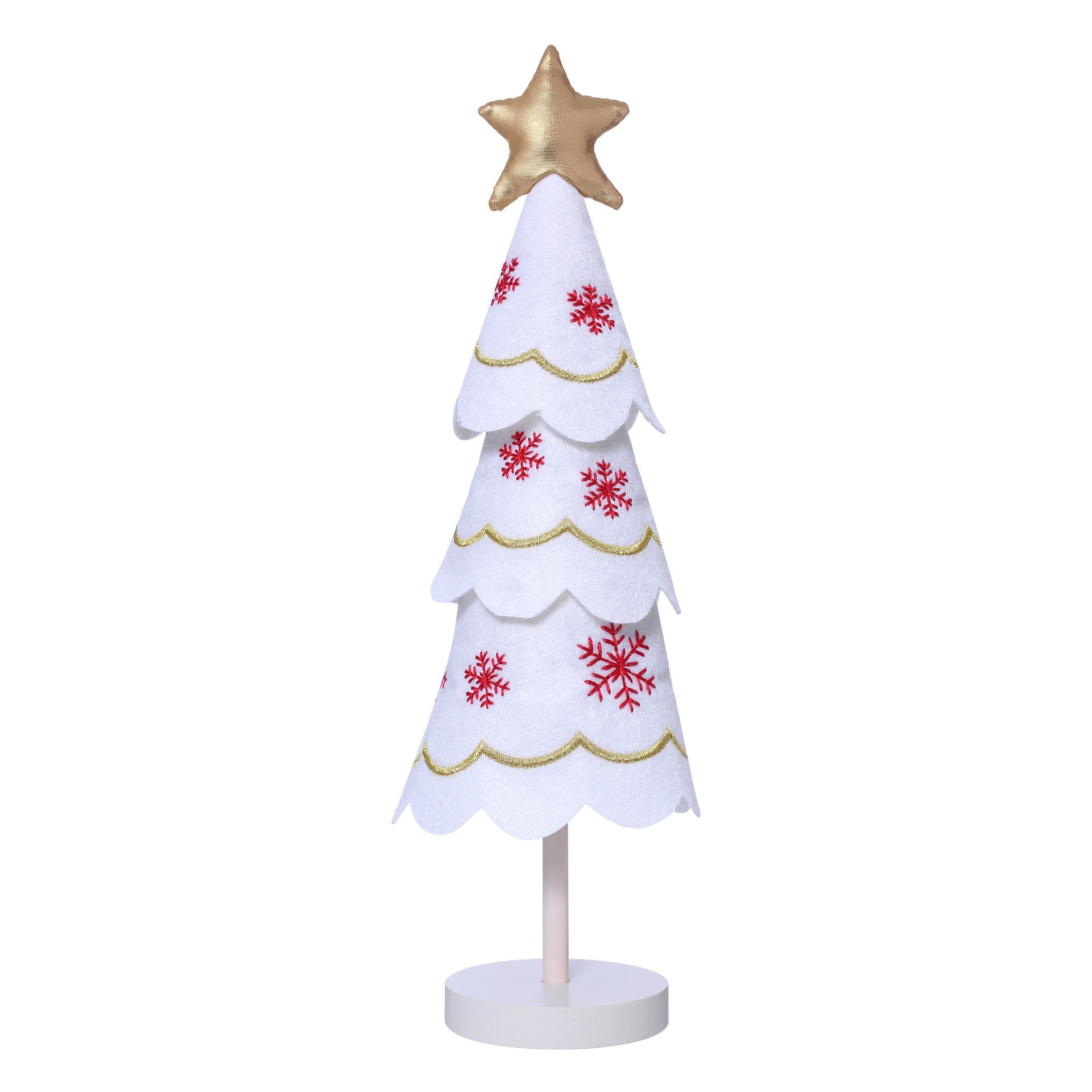 Cute Christmas Tree Fabric Wooden Display Window Desktop Christmas Embroidery Snowflake Decoration