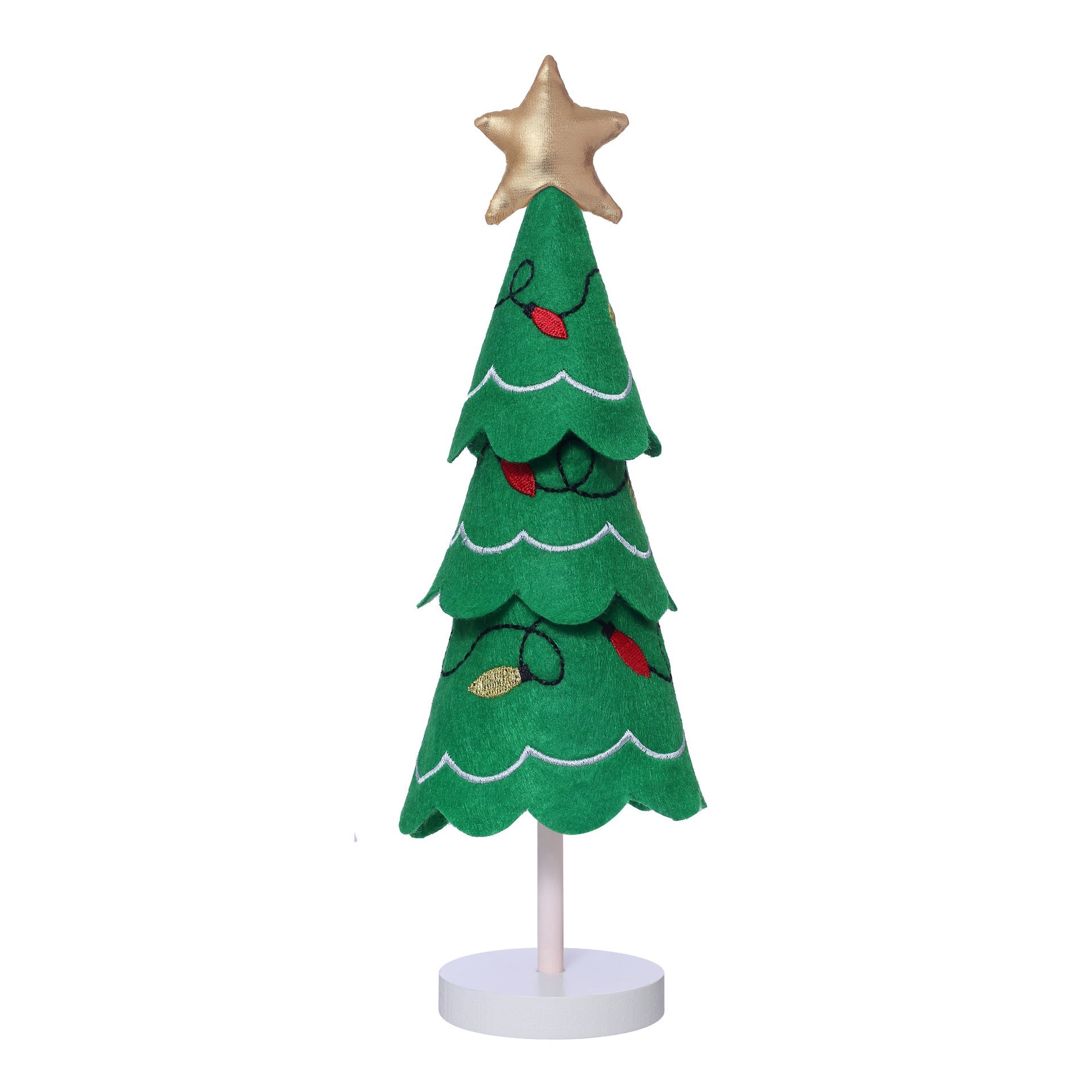 Cute Christmas Tree Fabric Wooden Display Window Desktop Christmas Embroidery Snowflake Decoration