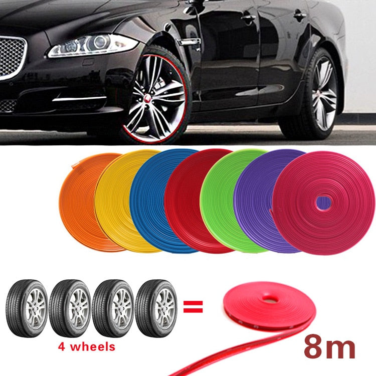 8M/Roll Car Styling Wheel Rims Protector Decor Strip Rubber Moulding Trim IPA Rimblades Car Vehicle Color Tire Guard Line