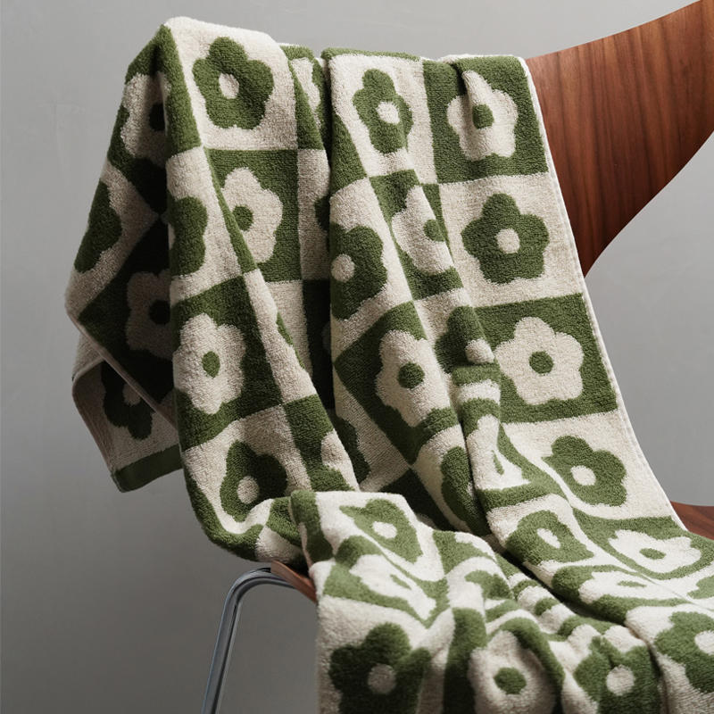 Plaid Series Towel Bath Towel Cherry Blossom Absorbent Facial Towel