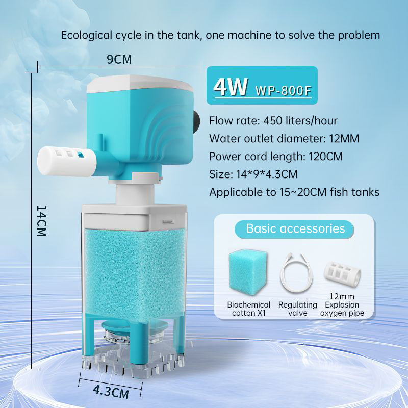 Multifunctional Aquarium Sponge Filter: Water Purifier, Pump, Wave Maker, with Suction Cup & Air Pump