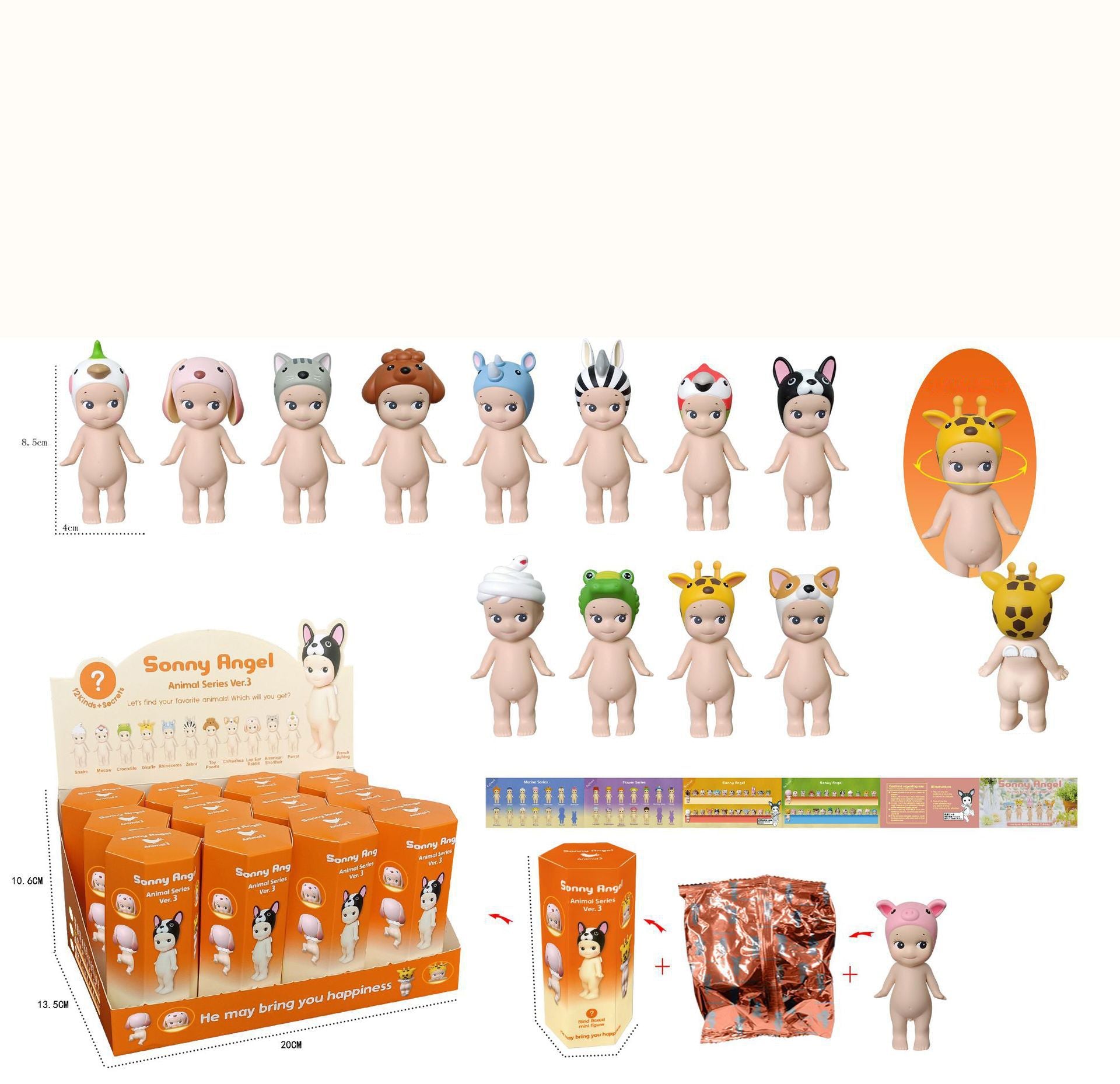 Party Angel Cheek Blind Box Car Ornament Mobile phone Decoration Handmade Anime Doll Finished End Box