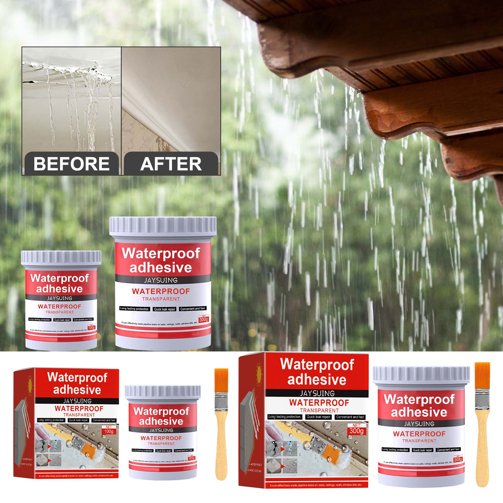 Waterproof Adhesive, Roof Bathroom Kitchen Wall Waterproof Free Smashing Brick Leakproof Paint