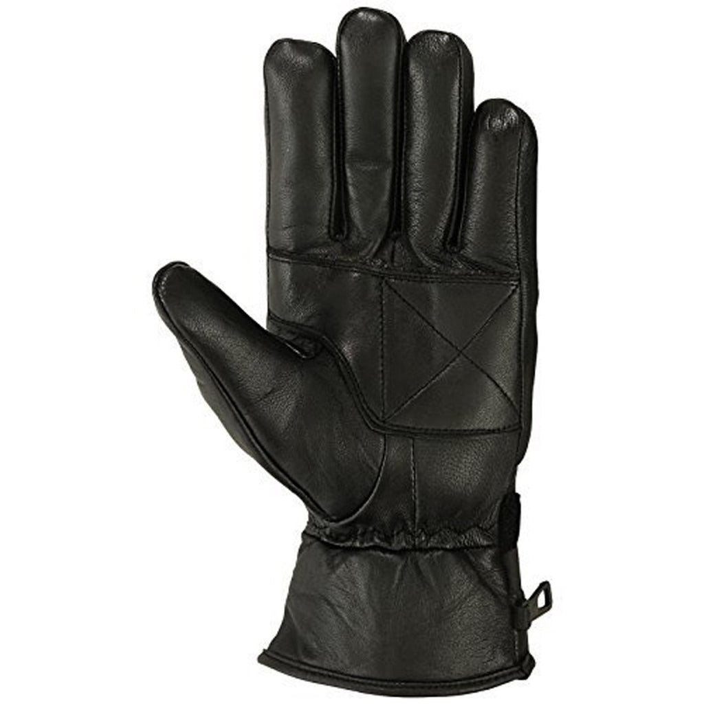 Mens Motorbike Gloves Cold Weather Motorcycle Riding Genuine Leather Black Glove-Black-Gray-S