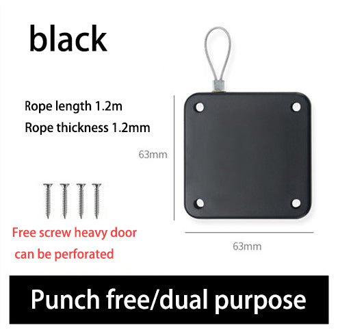 Punch Free Door Closer Household Simple Buffered Door Closer Pull Rope Closed Sliding Door Mute Automatic Door Closer