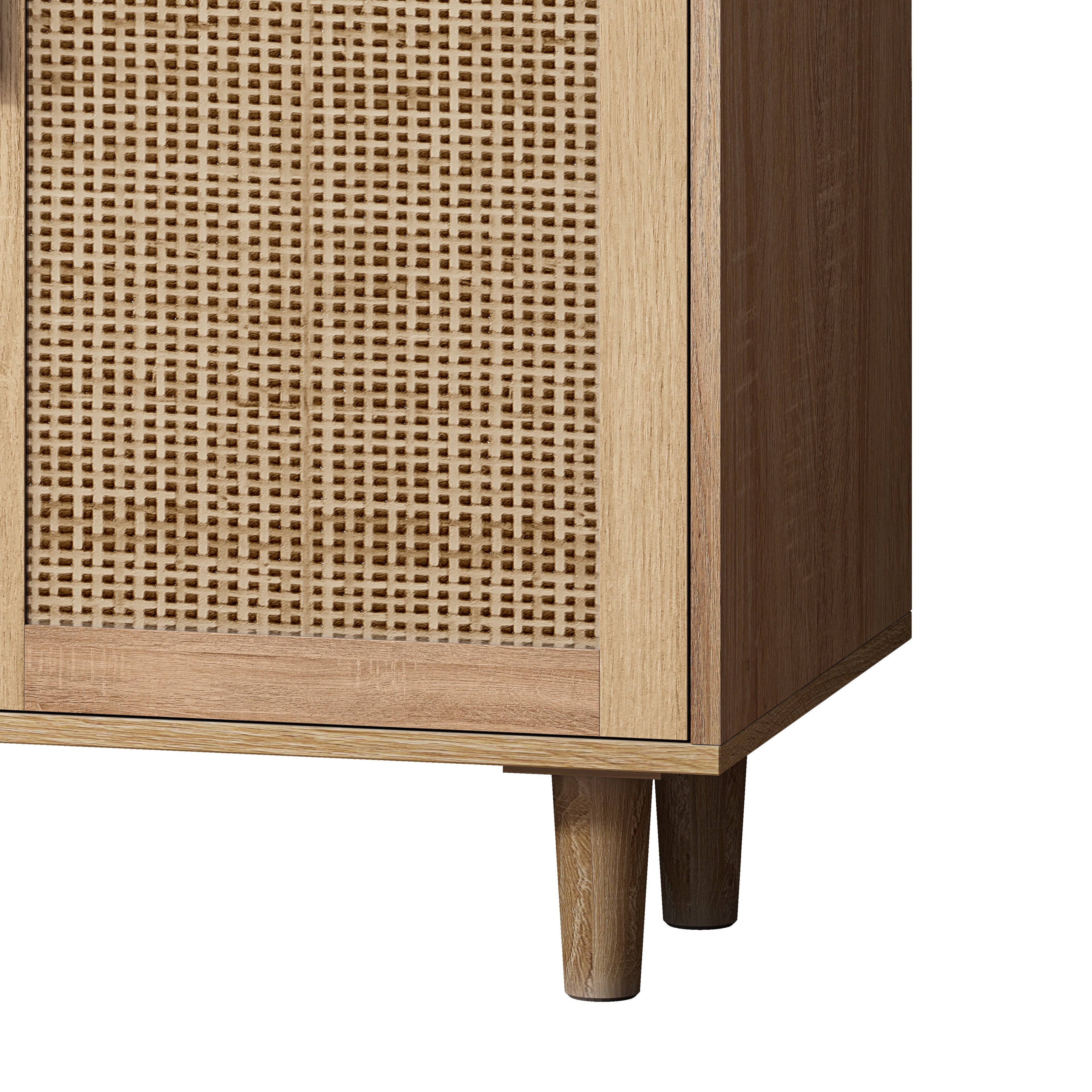 62.20"Elegant and Functional 4-Door Rattan Decorative Storage Cabinet,for Bedroom,Living Room,Office,Easy Assembl