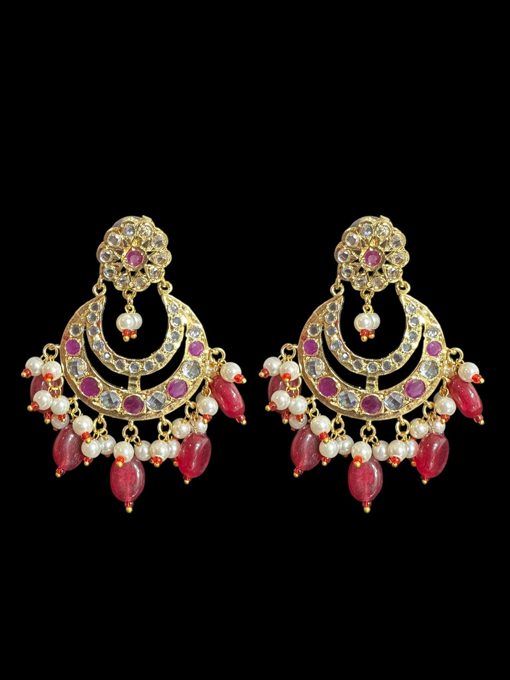 BR474 Waniya hyderabadi bridal set in red / ruby ( SHIPS IN 3 WEEKS )