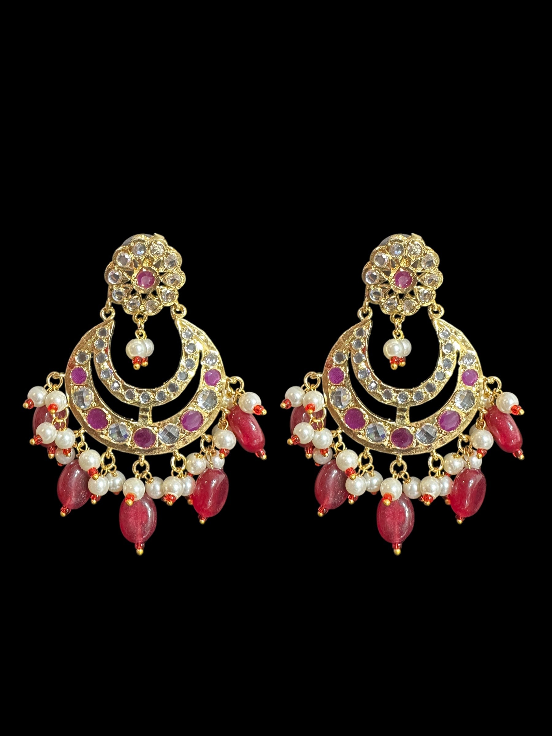 BR474 Waniya hyderabadi bridal set in red / ruby ( SHIPS IN 3 WEEKS )