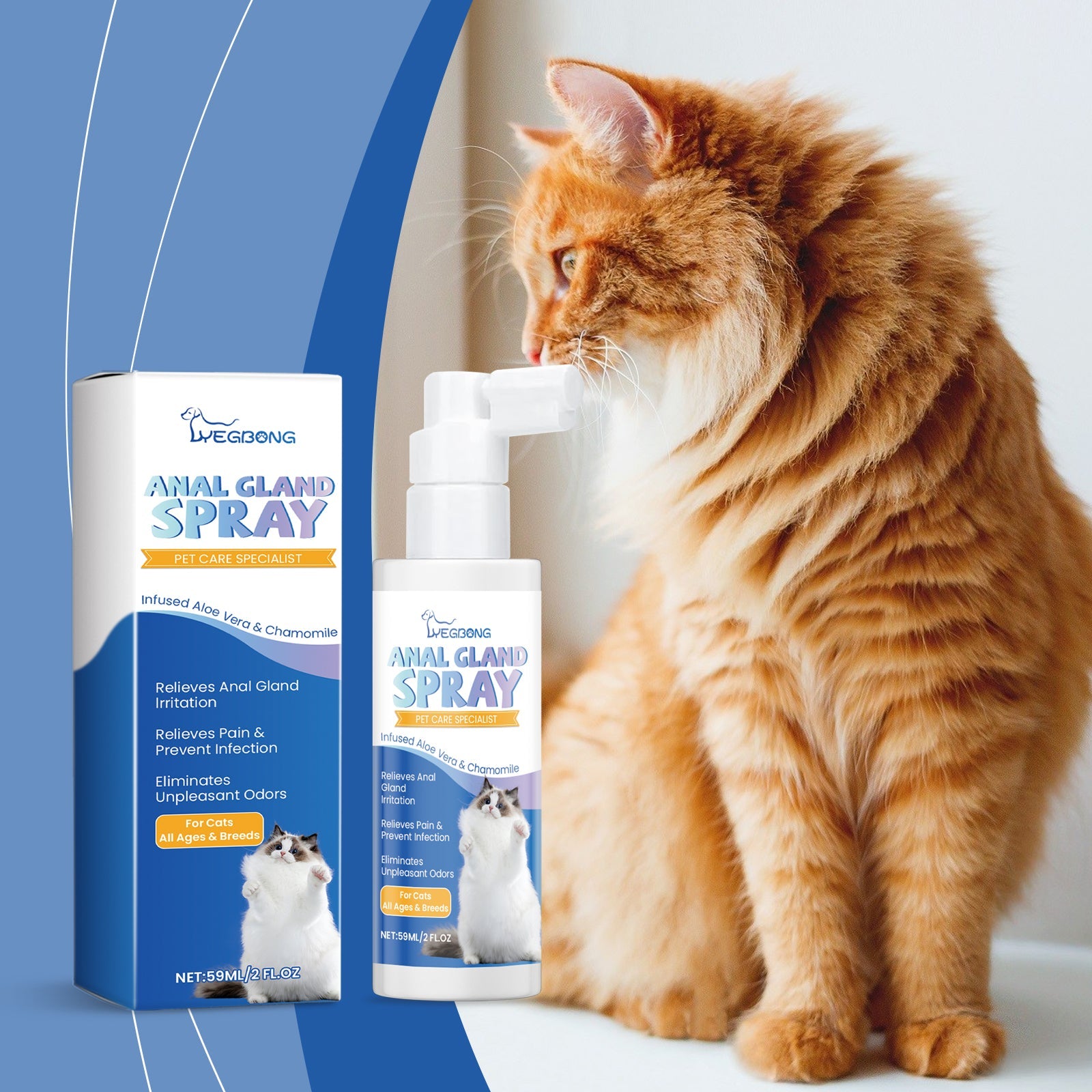 Cat Anal Gland Odor Removal Spray, Fresh Odor Removal After Cleaning Spray For Cats