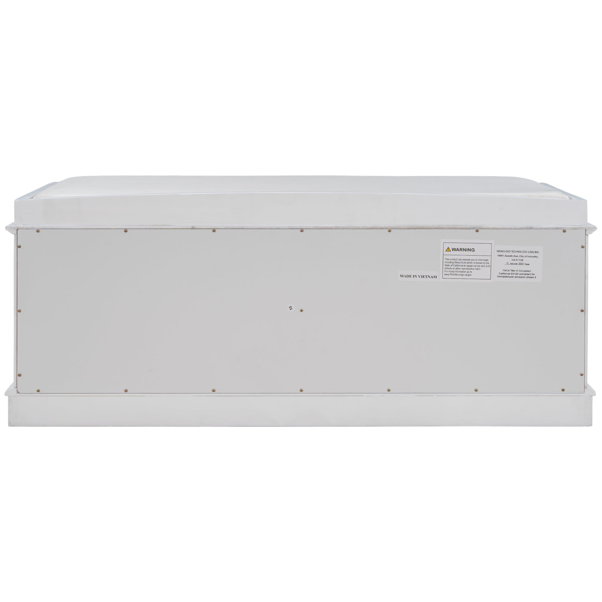 TREXM storage table with 4 adjustable doors and shelves, detachable padded shoe stand (white)