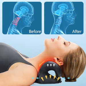 Heated Neck and Shoulder Relaxer Cervical Traction Device Pillow with Graphene Heating Pad Heated Chiropractic Pillow