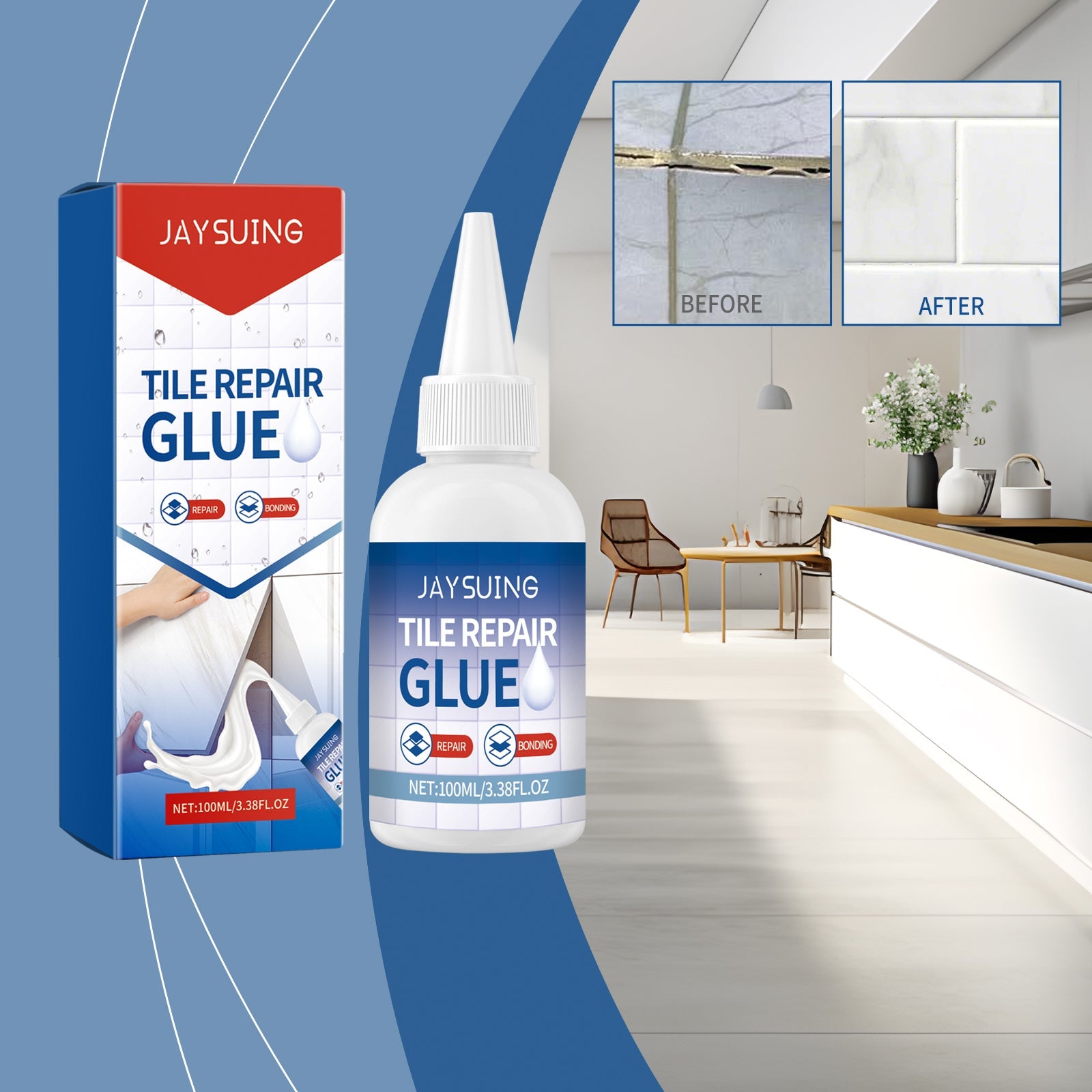 Tile Repair Glue Living Room Kitchen Floor Cracks Waterproof Repair Leak Seal Repair Tile Glue