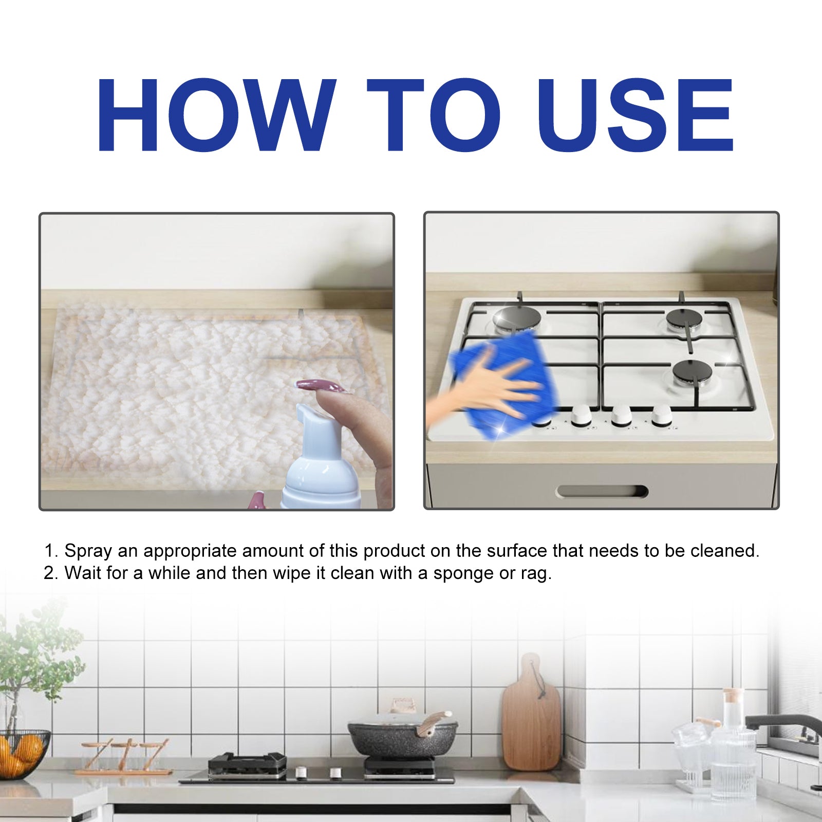 Kitchen Foam Cleaner, Kitchen Stove Range Hood Stain Removal Heavy Oil Foam Cleaner