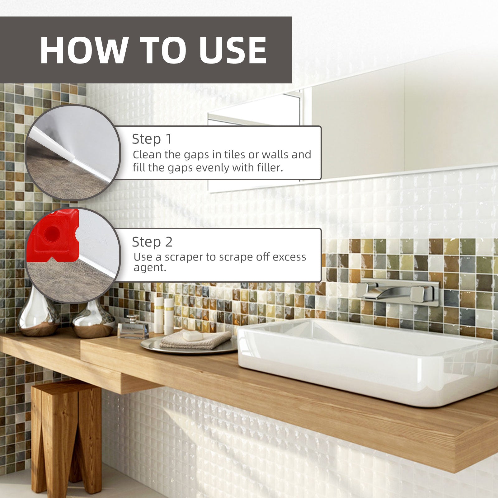 Tile Refill Agent, Kitchen Bathroom Waterproof Floor Mildew Proof Joint Tile Tip Sealant