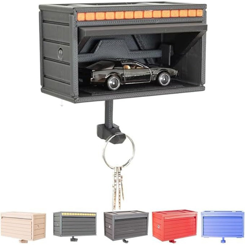 Space-saving wall wooden key holder, home key rack, garage-shaped clothes hook with opening door for hallway