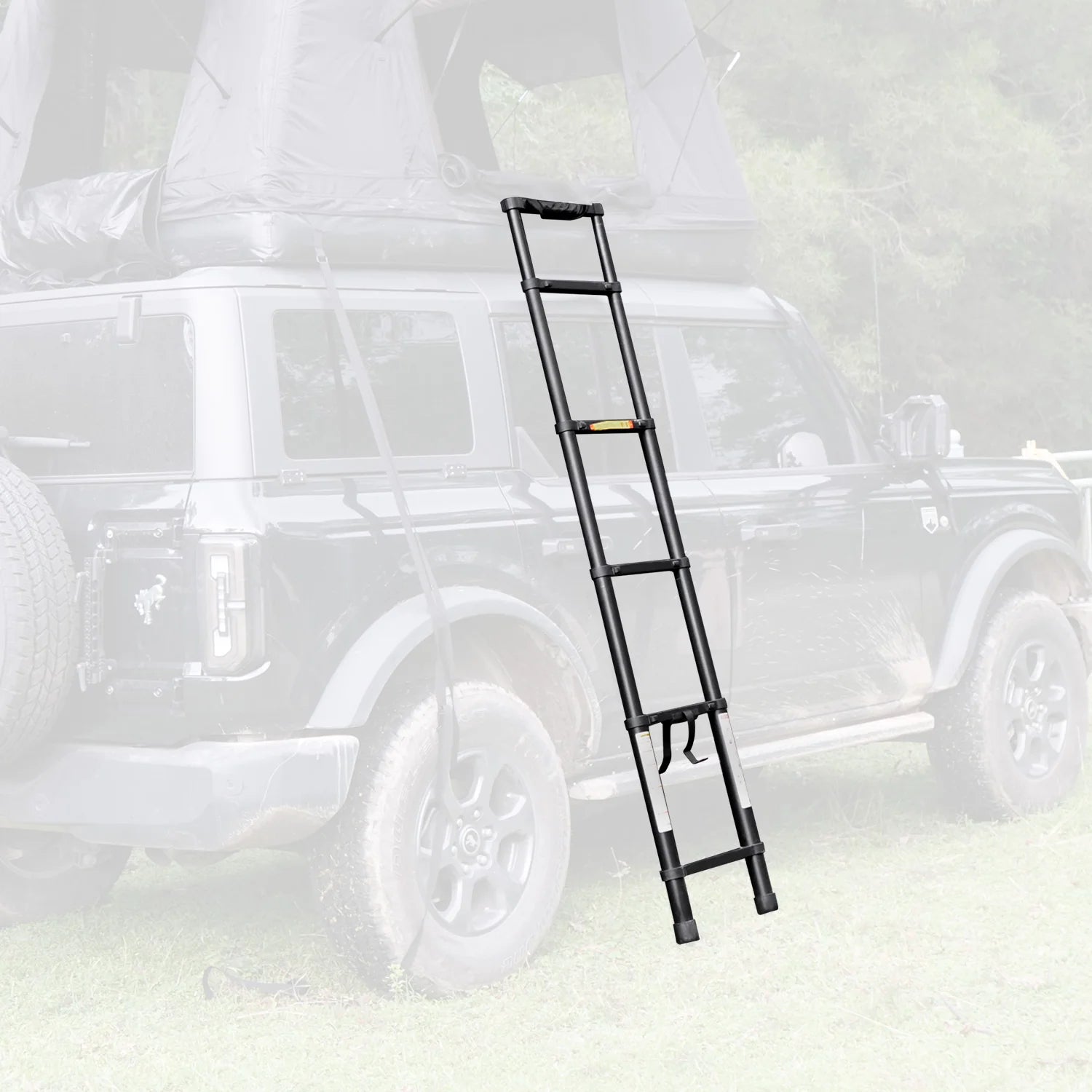 Portable Folding Aluminium Telescopic Ladder Non-Slip Extension Telescoping Ladder with Hooks Roof top tent and roof rack use