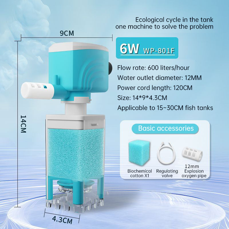 Multifunctional Aquarium Sponge Filter: Water Purifier, Pump, Wave Maker, with Suction Cup & Air Pump