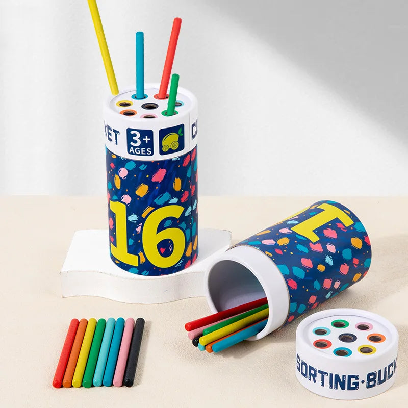 Children's puzzle color classification cup 1-3 year old baby color cognition Montessori classification bucket toy