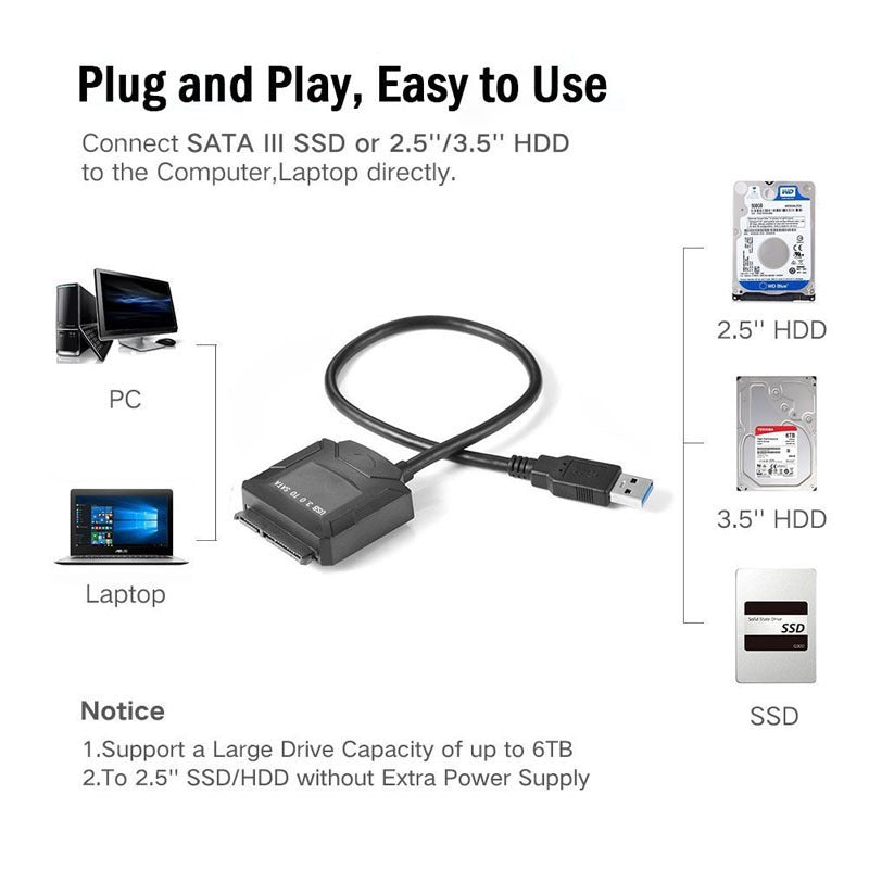 USB 3.0 to SATA hard drive cable USB 3.0 easy drive cable supports all hard drives