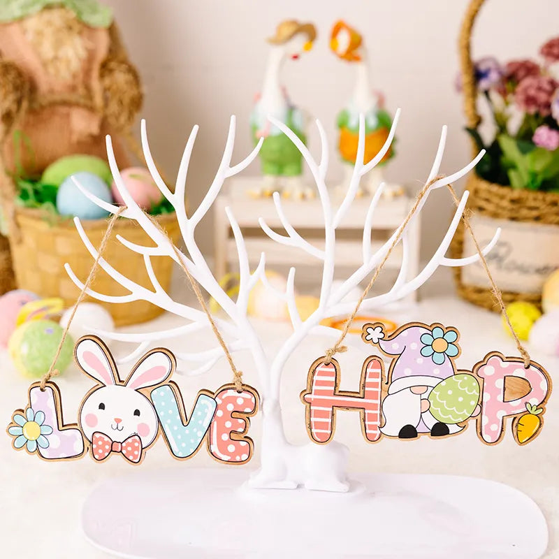 Easter Decoration Supplies Easter Letter Pendant Colorful Rabbit Pendant Colorful Letter Pendant