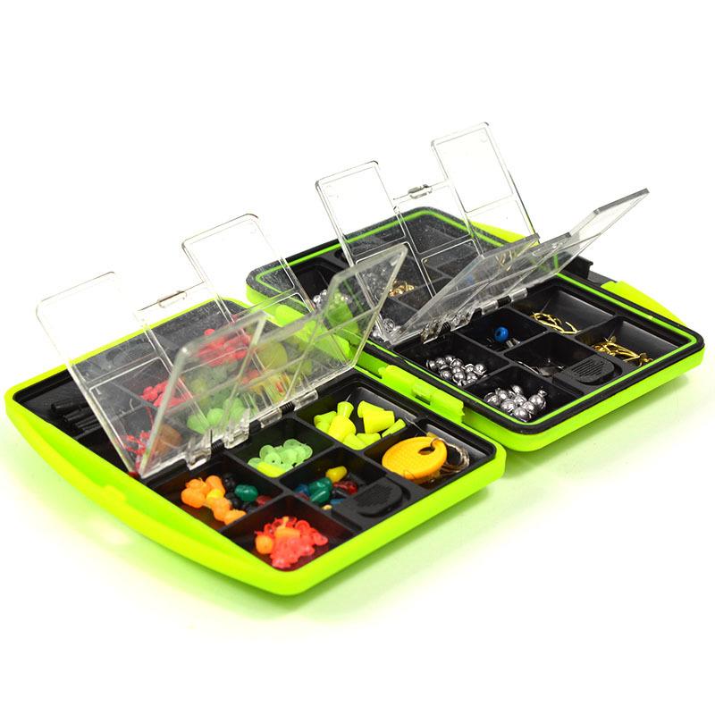 LEO 100Pcs/box Fly Fishing Accessories Box with Fishhooks Float Lead Sinker Swivel Connector Beads