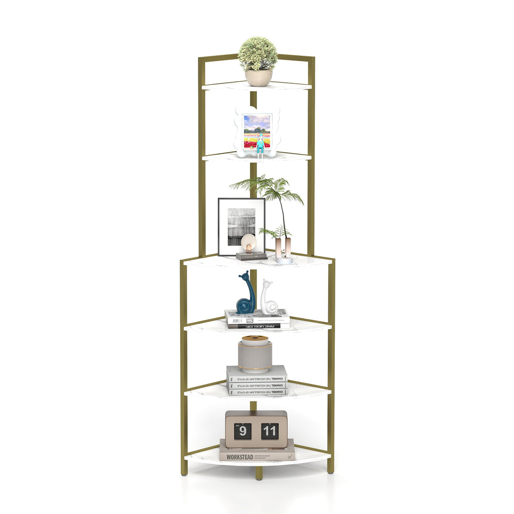 6-story corner open bookshelf, modern bookshelf, wooden frame, independent bookshelf unit,