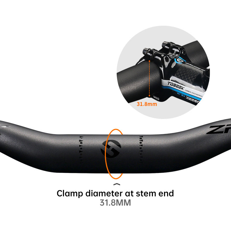 TOSEEK Carbon Fiber MTB Handlebar, 31.8mm, One-piece, Swallow-shaped - Ideal for Mountain Bikes