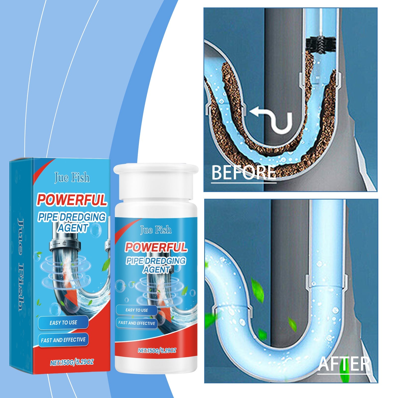 Pipe Dredge Cleaning Agent, Kitchen Toilet Sewer Clogged Dredge Drainage Pipe Clean And Decontaminate