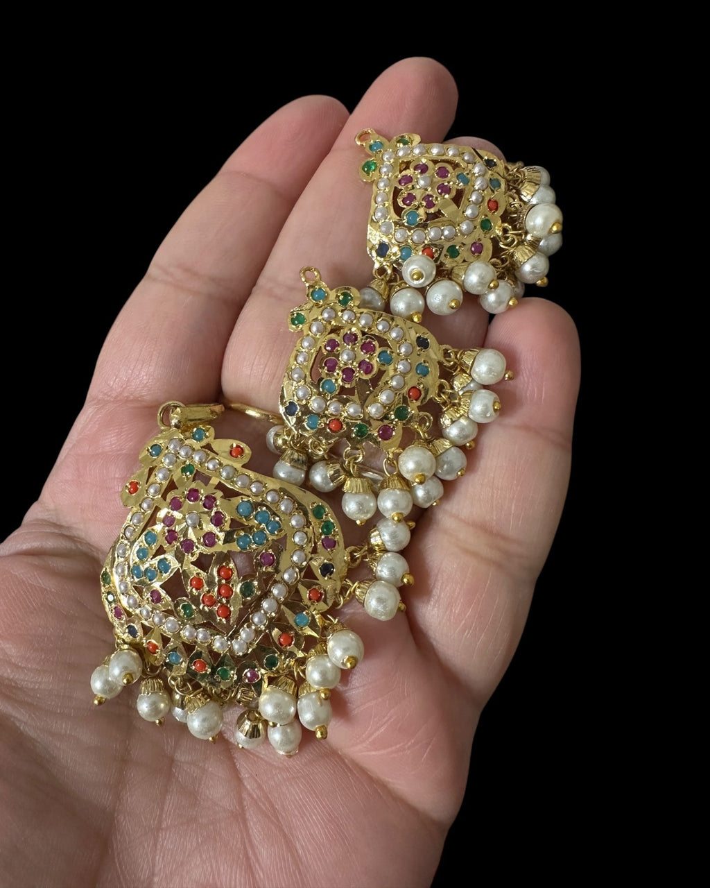 PS545 Ayeza jadau navratan pendant set ( SHIPS IN 3  WEEKS )