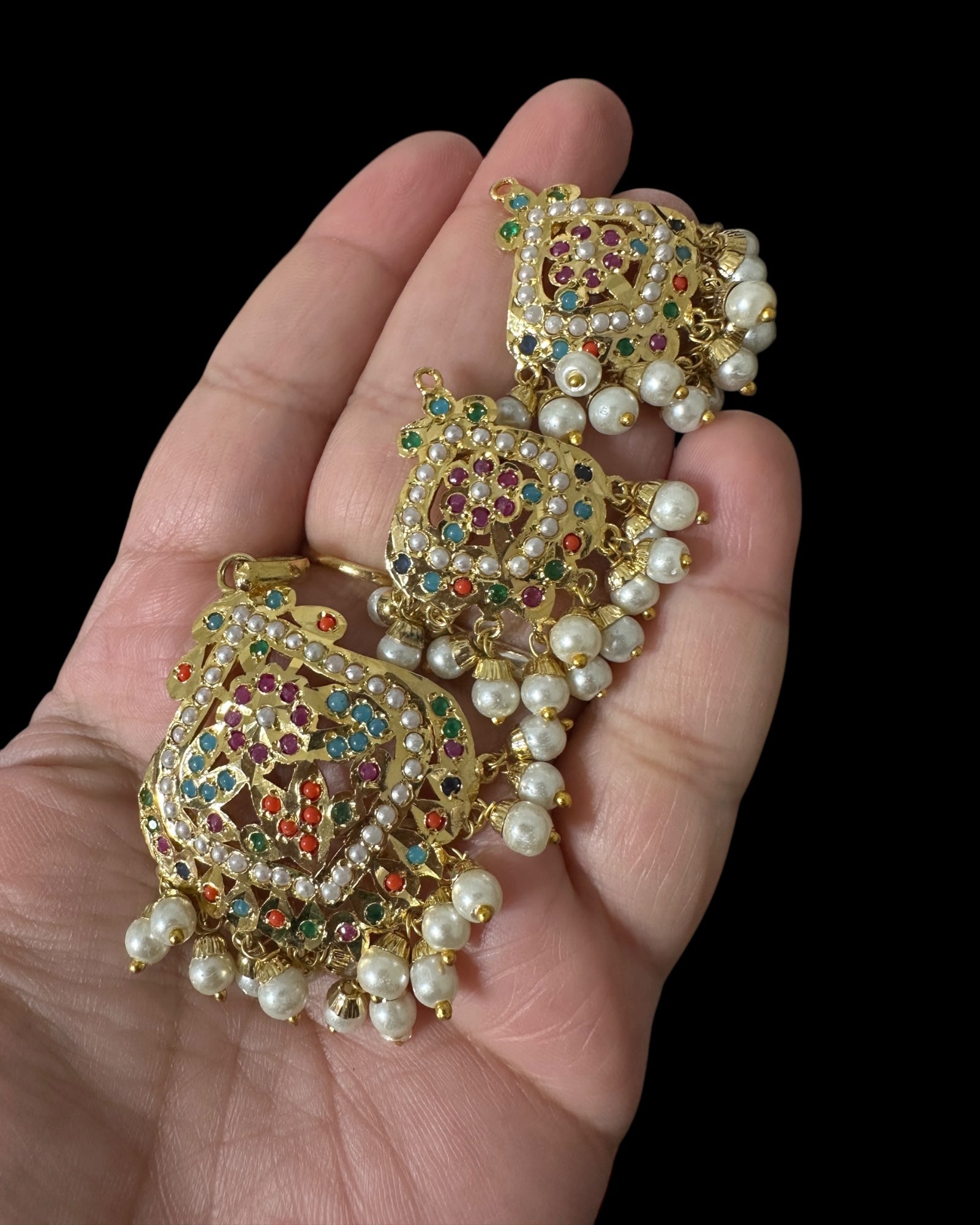 PS545 Ayeza jadau navratan pendant set ( SHIPS IN 3  WEEKS )