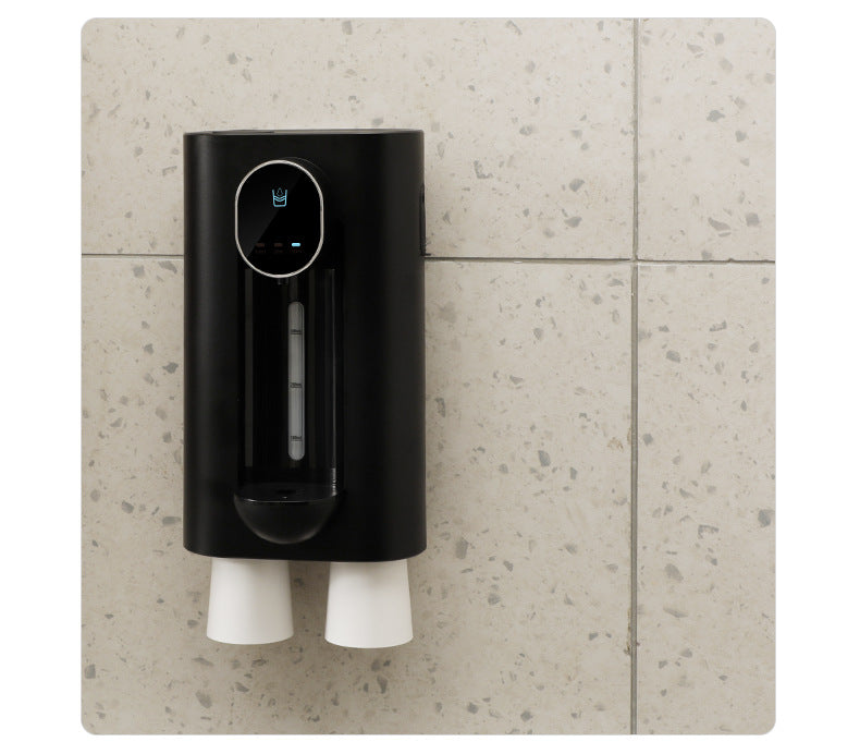 Household Bathroom Mouthwash Cups Wall Mounted Mouth Wash Machine Black Mouthwash Dispenser