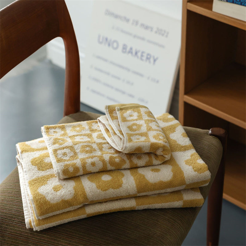 Plaid Series Towel Bath Towel Cherry Blossom Absorbent Facial Towel
