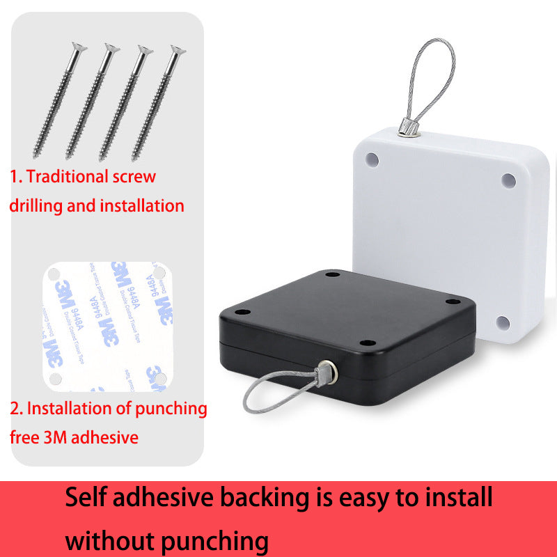 Punch Free Door Closer Household Simple Buffered Door Closer Pull Rope Closed Sliding Door Mute Automatic Door Closer