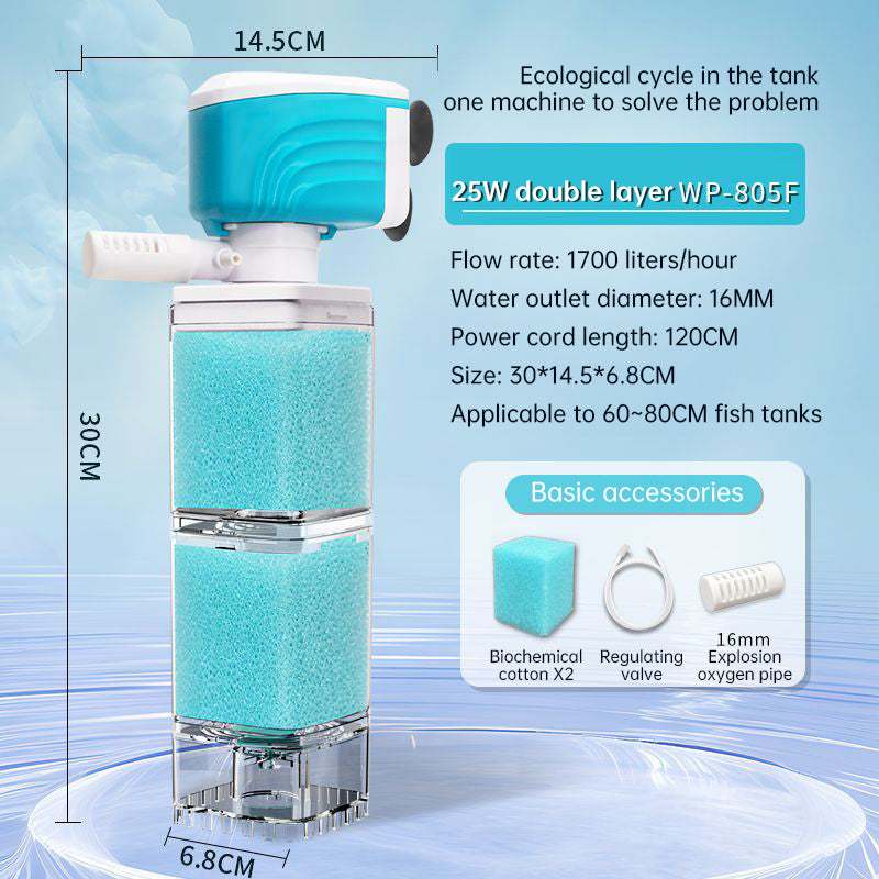 Multifunctional Aquarium Sponge Filter: Water Purifier, Pump, Wave Maker, with Suction Cup & Air Pump