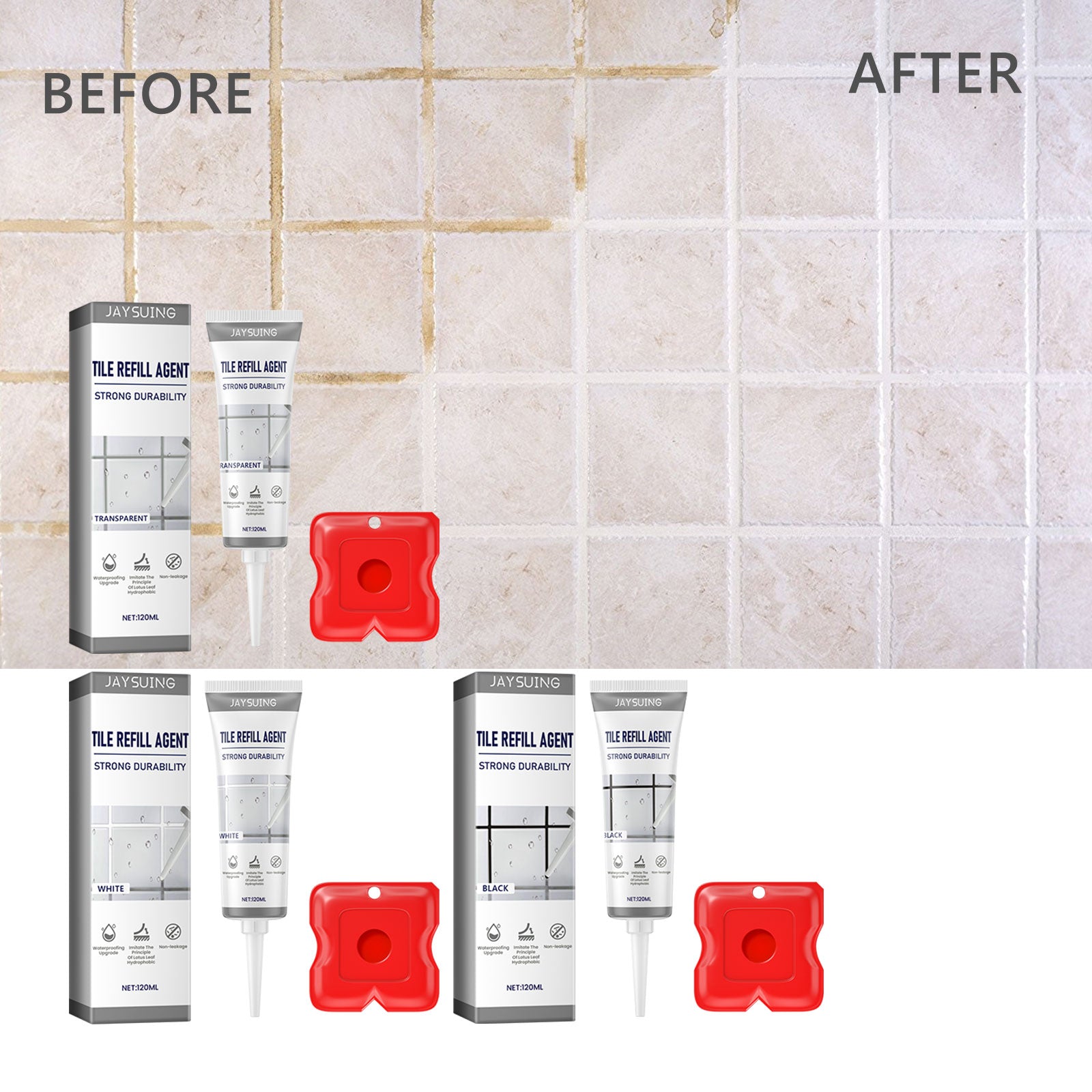 Tile Refill Agent, Kitchen Bathroom Waterproof Floor Mildew Proof Joint Tile Tip Sealant