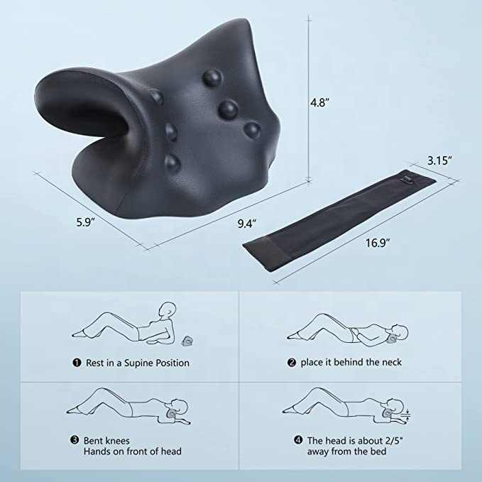 Heated Neck and Shoulder Relaxer Cervical Traction Device Pillow with Graphene Heating Pad Heated Chiropractic Pillow