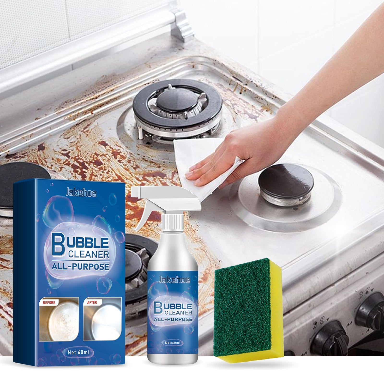 Multi-Purpose Household Foam Cleaner Set, Kitchen Stove Tile Heavy Grease Cleaning