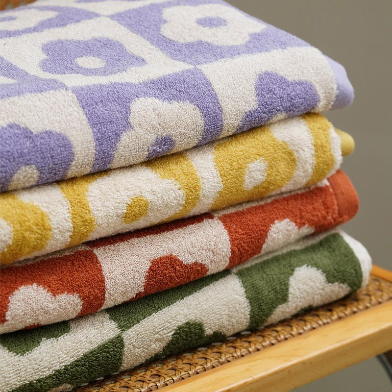 Plaid Series Towel Bath Towel Cherry Blossom Absorbent Facial Towel