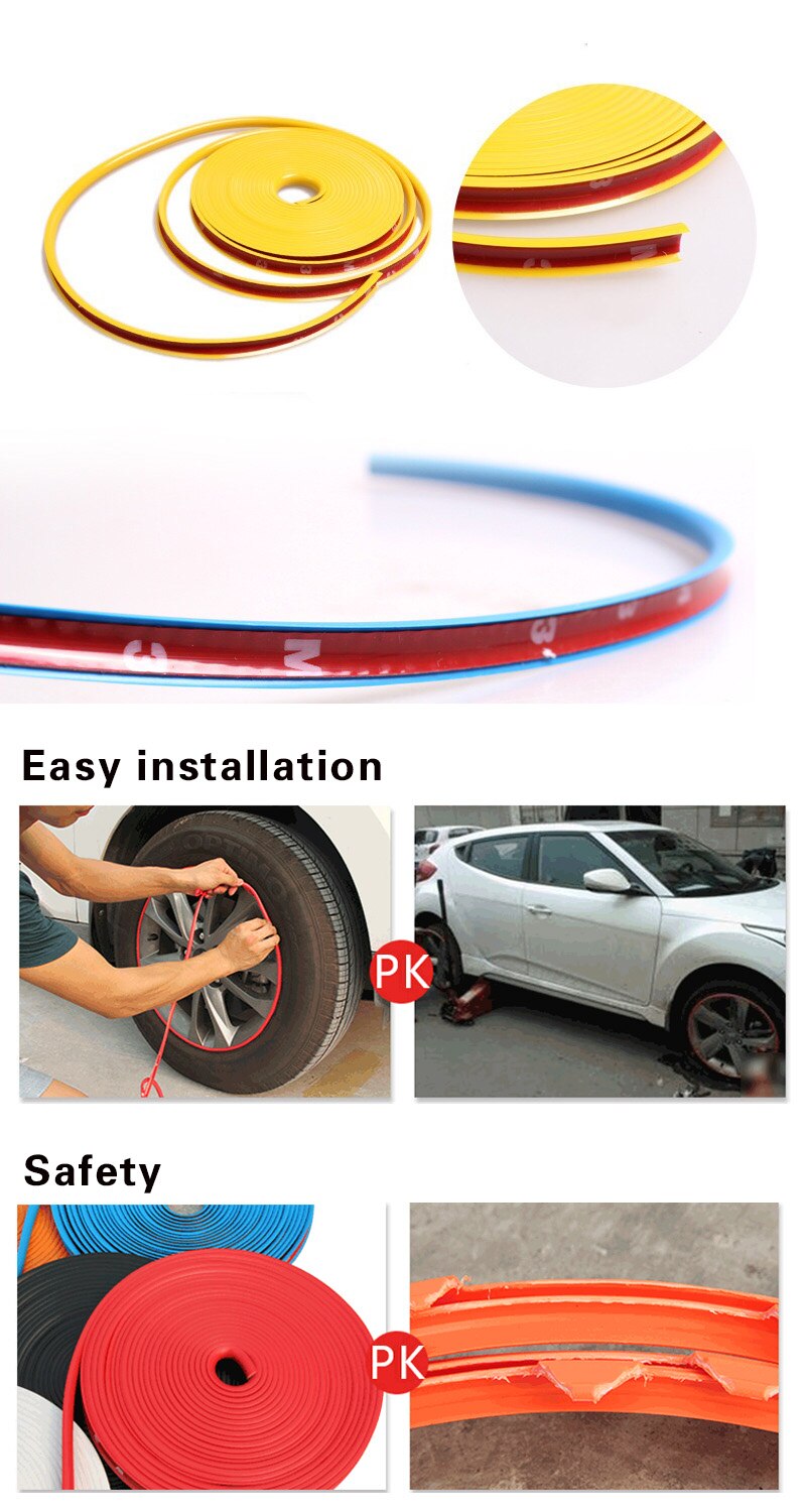 8M/Roll Car Styling Wheel Rims Protector Decor Strip Rubber Moulding Trim IPA Rimblades Car Vehicle Color Tire Guard Line
