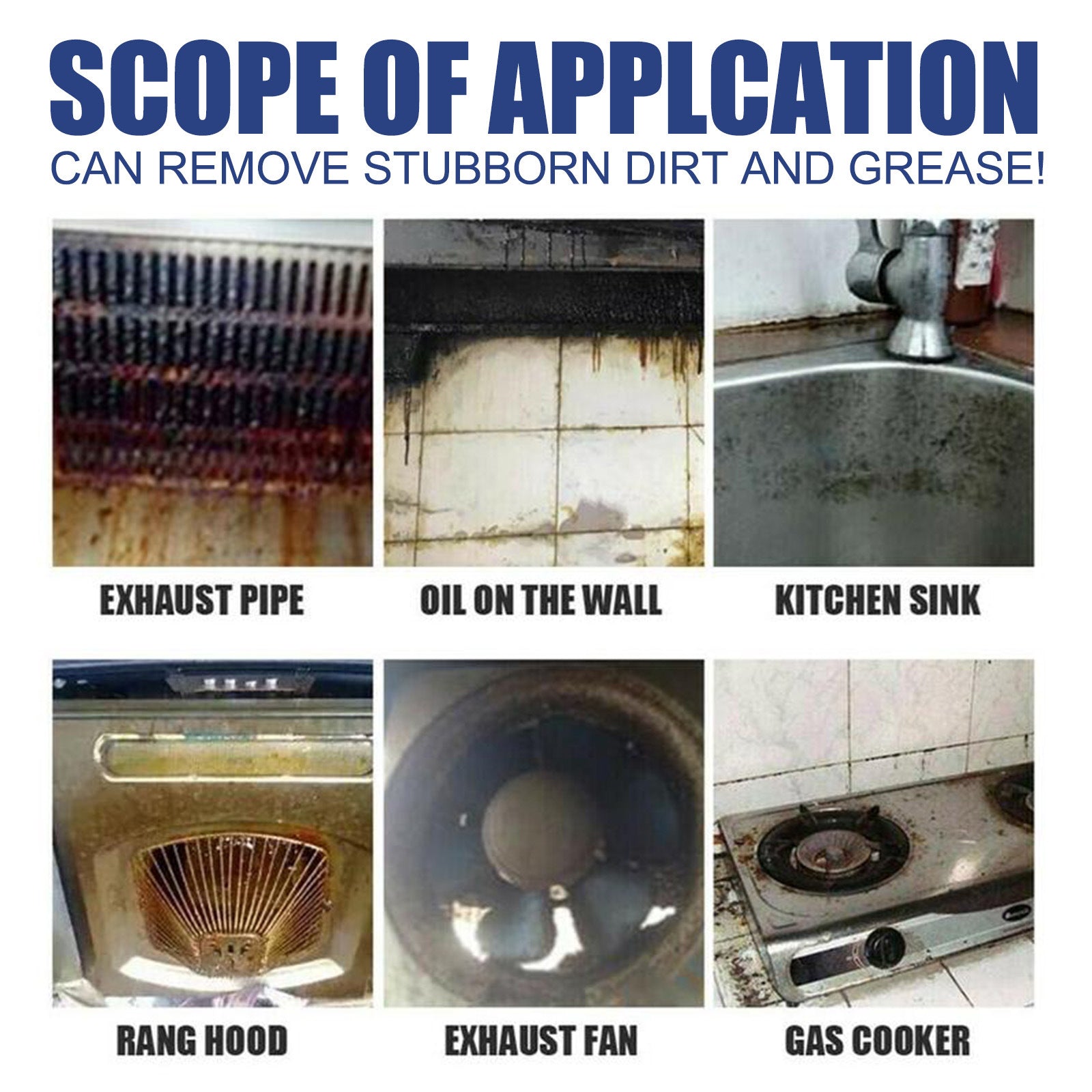 Bubble Cleaner, Range Hood Stove Exhaust Pipe Wall Kitchen Utensils Oil Cleaning Agent