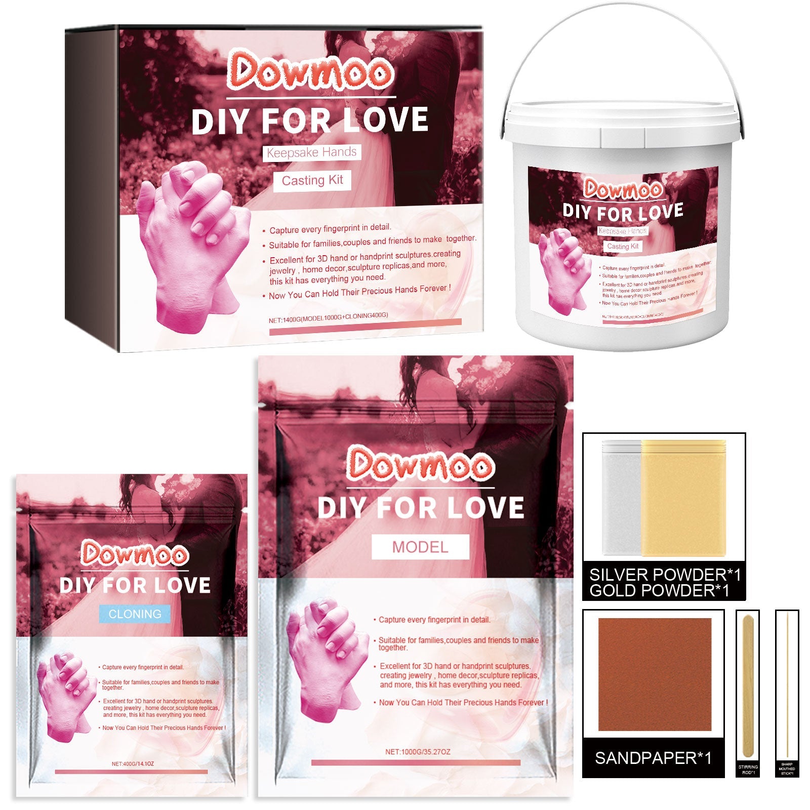 Couple Hand Model Clone Powder, Valentine's Day Diy Gift 3d Hand Model Crafts Creative Home Decoration
