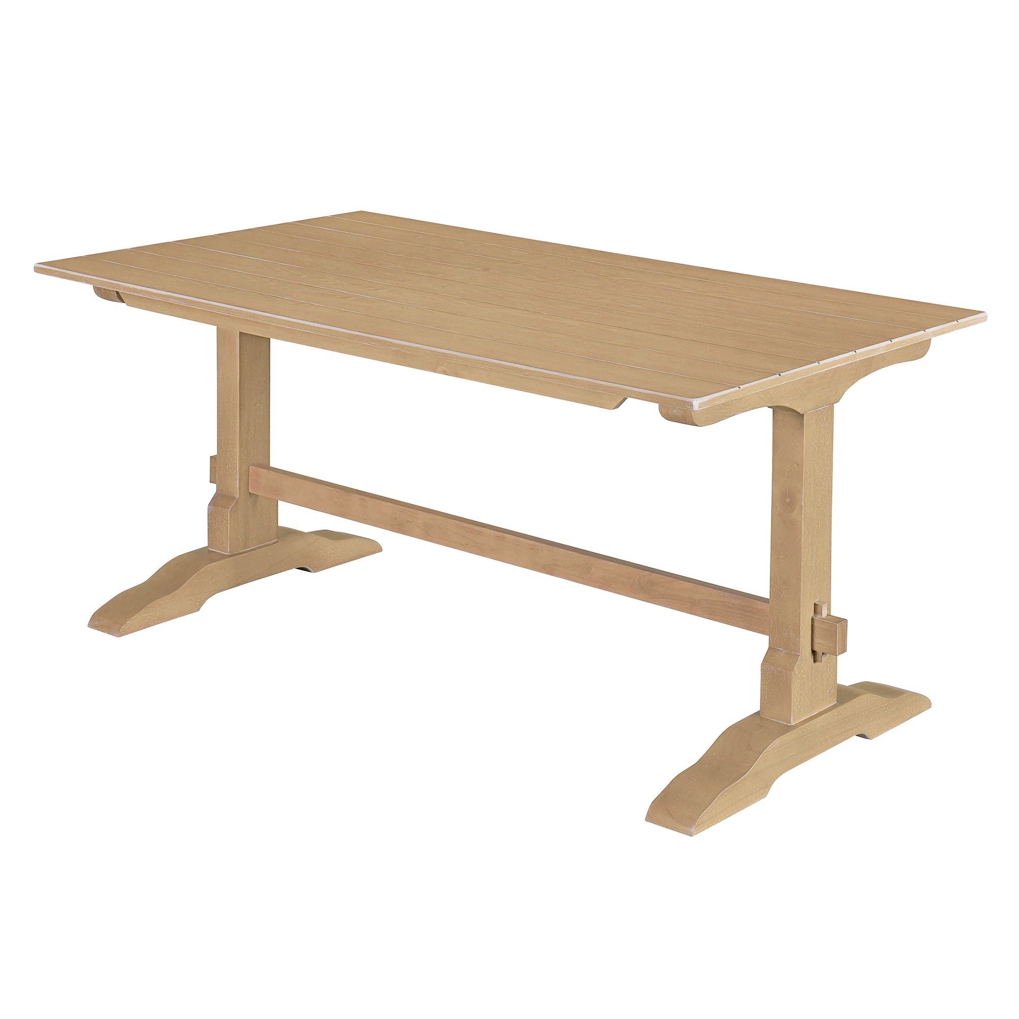 TREXM 3-piece retro dining table, rectangular stand table, and 2 4-person wooden stools (made of natural wood)