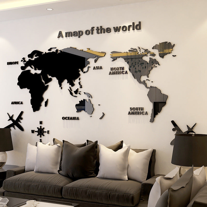 Creative Home Background Wall Stickers Acrylic 3D Wall Stickers Living Room TV Background M70- Map