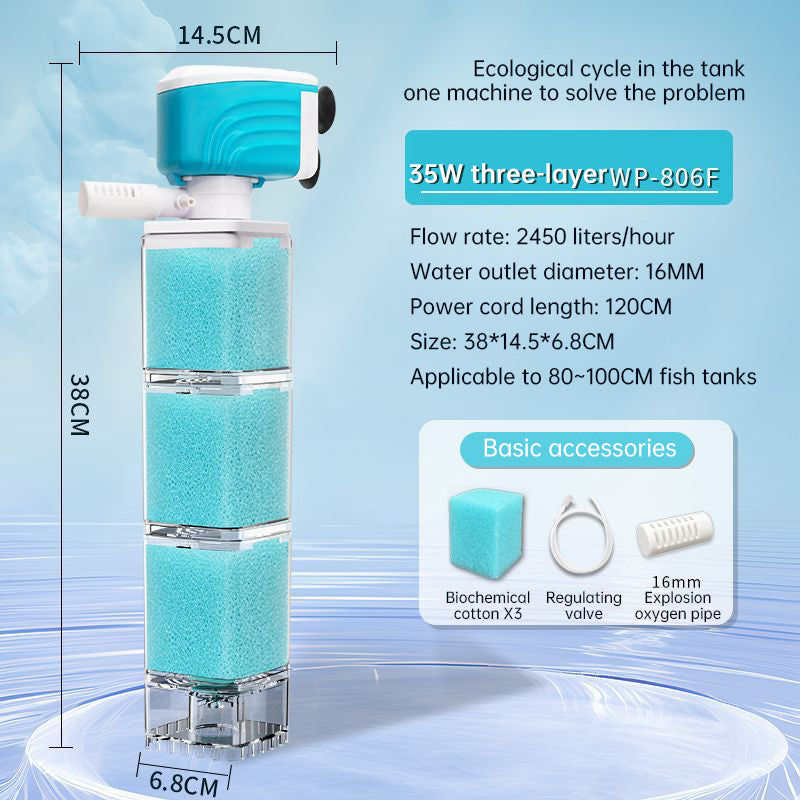 Multifunctional Aquarium Sponge Filter: Water Purifier, Pump, Wave Maker, with Suction Cup & Air Pump