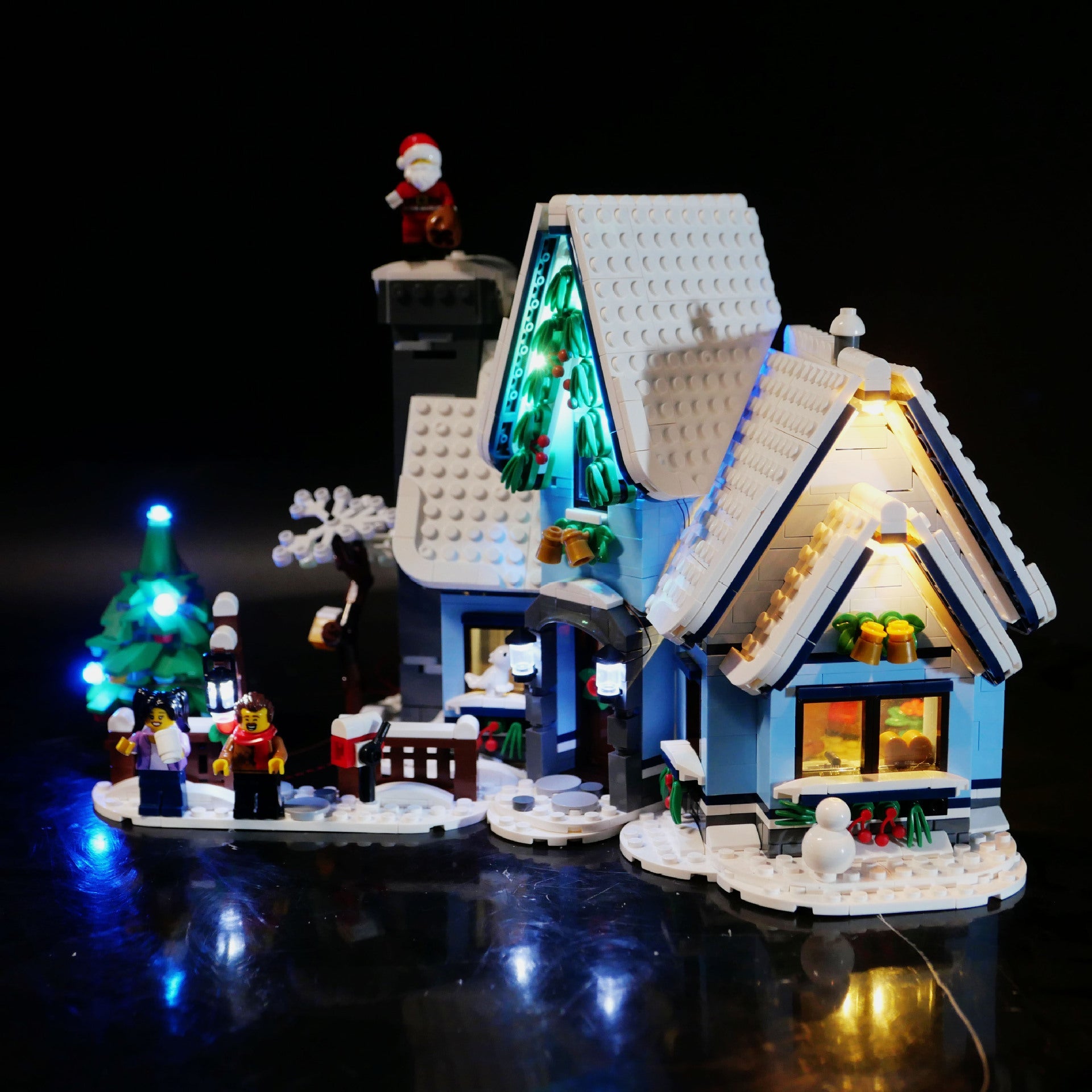 DIY building block lighting compatible with LEGO 10293 Santa Claus driving LED remote control lights