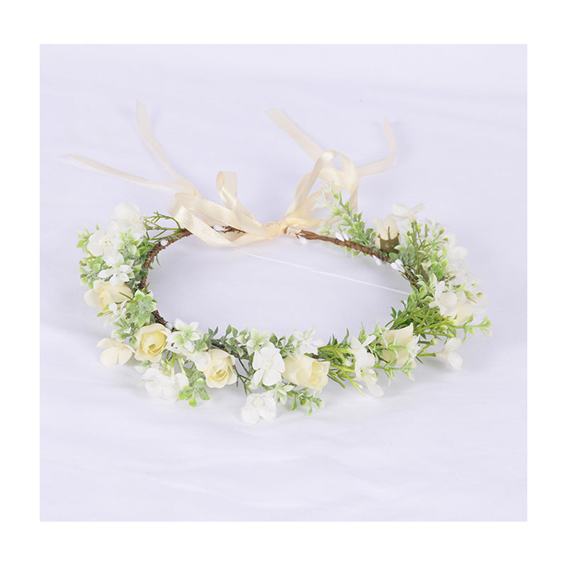 Spring flower wreath fresh simulation flower headdress green plants flowers wedding flower wreath