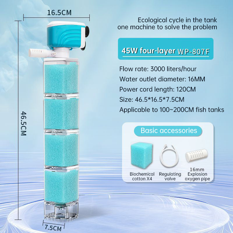 Multifunctional Aquarium Sponge Filter: Water Purifier, Pump, Wave Maker, with Suction Cup & Air Pump