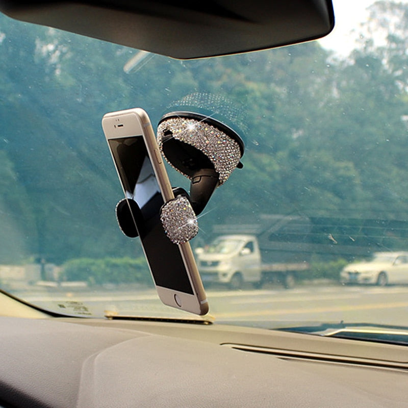 3 in 1 360 Degree Car Phone Holder for Car Dashboard Auto Windows and Air Vent with DIY Crystal Diamond Type for BMW for Toyota