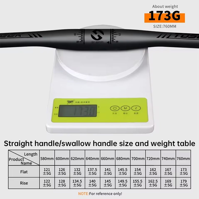 TOSEEK Carbon Fiber MTB Handlebar, 31.8mm, One-piece, Swallow-shaped - Ideal for Mountain Bikes