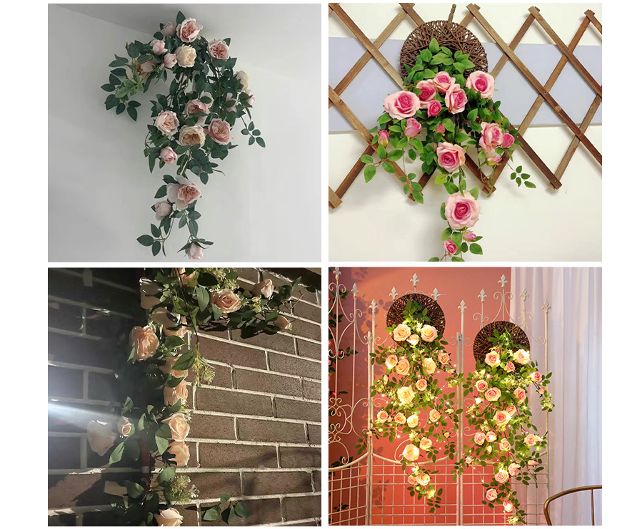 Simulated rose wall hanging chlorophytum comosum false plastic indoor living room air conditioning pipe decoration